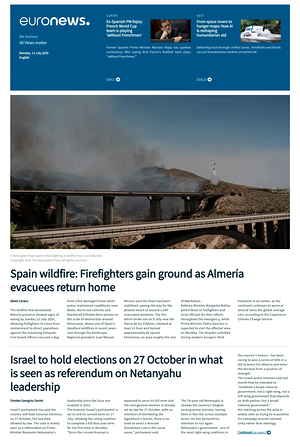 Prima pagina EuroNews (English) di oggi - Quotidiano estero