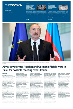 Prima pagina EuroNews (English) di oggi - Quotidiano estero