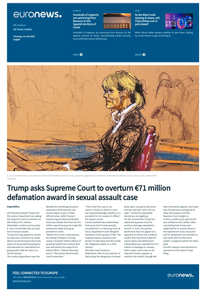 Prima pagina EuroNews (English) di oggi - Quotidiano estero