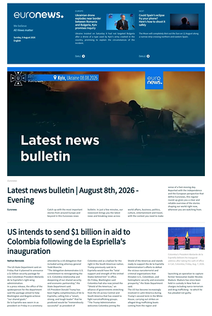 Prima pagina EuroNews (English) di oggi - Quotidiano estero