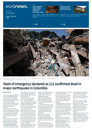 Prima pagina EuroNews (English) di oggi - Quotidiano estero