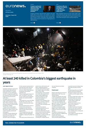 Prima pagina EuroNews (English) di oggi - Quotidiano estero