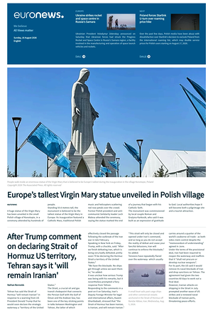 Prima pagina EuroNews (English) di oggi - Quotidiano estero