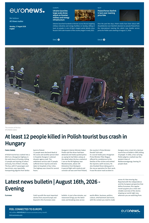 Prima pagina EuroNews (English) di oggi - Quotidiano estero