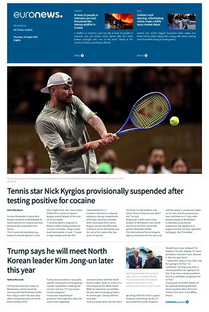 Prima pagina EuroNews (English) di oggi - Quotidiano estero