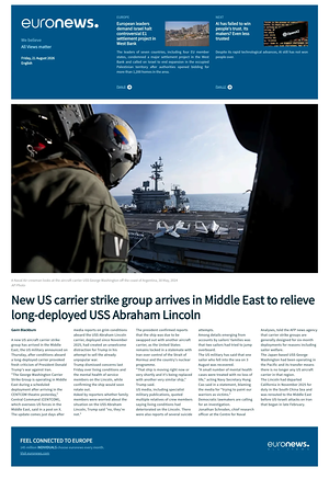Prima pagina EuroNews (English) di oggi - Quotidiano estero
