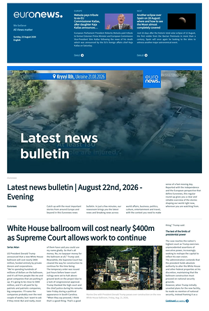 Prima pagina EuroNews (English) di oggi - Quotidiano estero