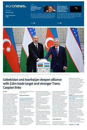 Prima pagina EuroNews (English) di oggi - Quotidiano estero