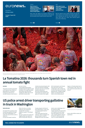 Prima pagina EuroNews (English) di oggi - Quotidiano estero