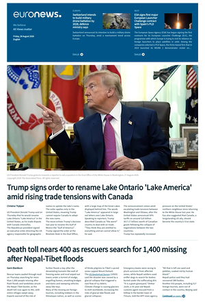 Prima pagina EuroNews (English) di oggi - Quotidiano estero