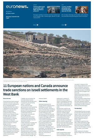 Prima pagina EuroNews (English) di oggi - Quotidiano estero
