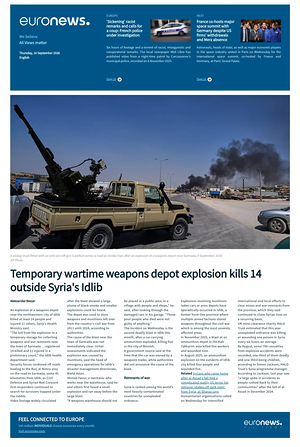 Prima pagina EuroNews (English) di oggi - Quotidiano estero