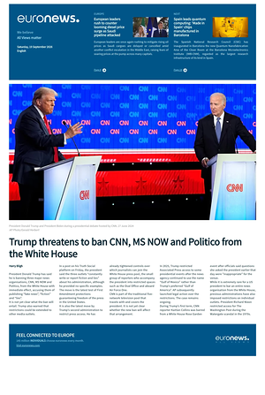 Prima pagina EuroNews (English) di oggi - Quotidiano estero