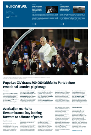 Prima pagina EuroNews (English) di oggi - Quotidiano estero