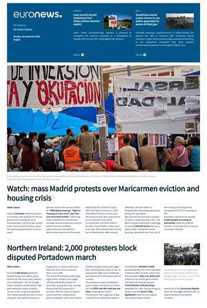 Prima pagina EuroNews (English) di oggi - Quotidiano estero