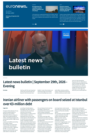 Prima pagina EuroNews (English) di oggi - Quotidiano estero