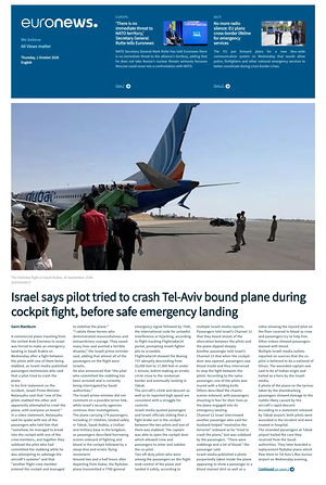 Prima pagina EuroNews (English) di oggi - Quotidiano estero