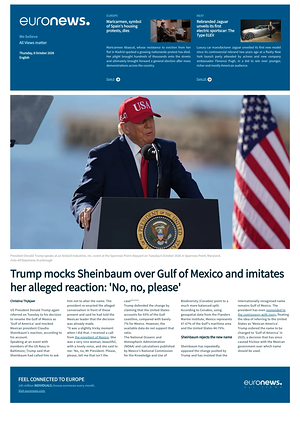 Prima pagina EuroNews (English) di oggi - Quotidiano estero