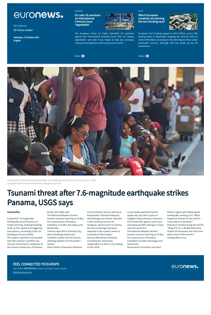Prima pagina EuroNews (English) di oggi - Quotidiano estero