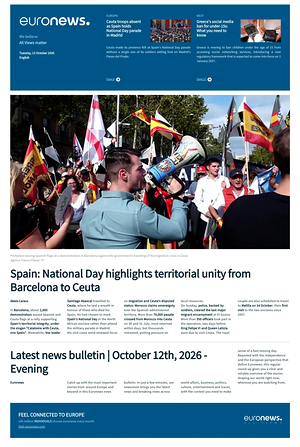 Prima pagina EuroNews (English) di oggi - Quotidiano estero
