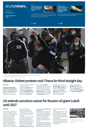 Prima pagina EuroNews (English) di oggi - Quotidiano estero