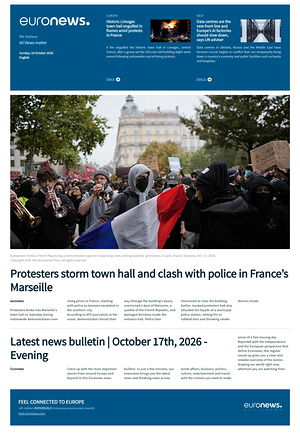 Prima pagina EuroNews (English) di oggi - Quotidiano estero