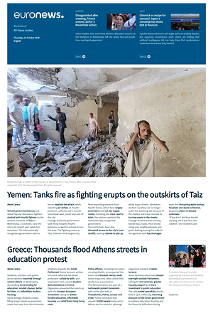 Prima pagina EuroNews (English) di oggi - Quotidiano estero