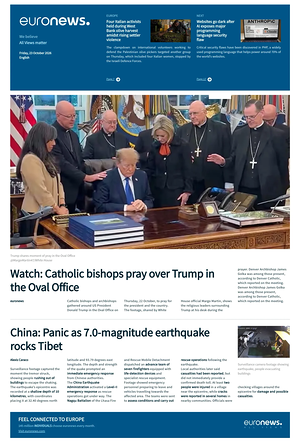 Prima pagina EuroNews (English) di oggi - Quotidiano estero