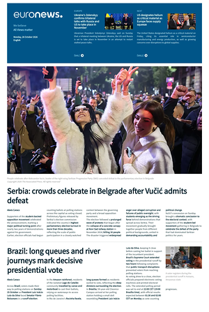 Prima pagina EuroNews (English) di oggi - Quotidiano estero