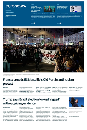 Prima pagina EuroNews (English) di oggi - Quotidiano estero