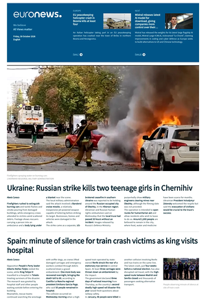 Prima pagina EuroNews (English) di oggi - Quotidiano estero