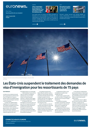 Prima pagina EuroNews (French) di oggi - Quotidiano estero