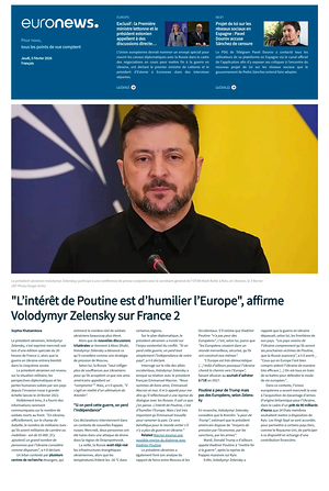 Prima pagina EuroNews (French) di oggi - Quotidiano estero