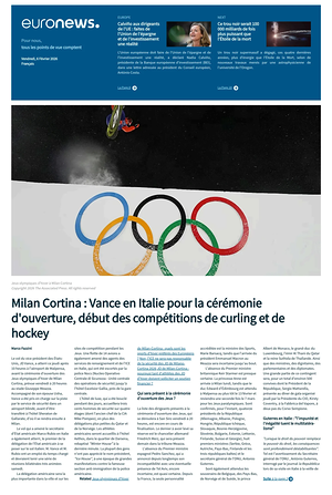Prima pagina EuroNews (French) di oggi - Quotidiano estero