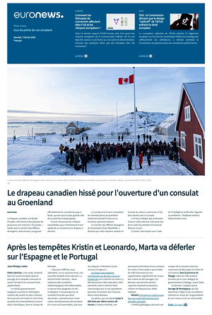 Prima pagina EuroNews (French) di oggi - Quotidiano estero