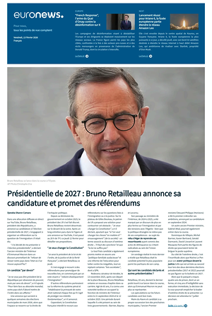 Prima pagina EuroNews (French) di oggi - Quotidiano estero