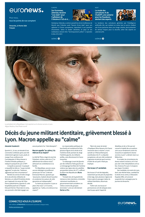 Prima pagina EuroNews (French) di oggi - Quotidiano estero