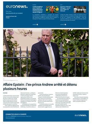 Prima pagina EuroNews (French) di oggi - Quotidiano estero