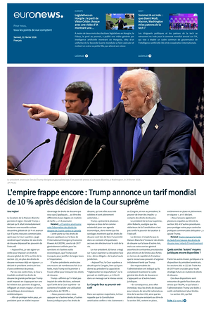 Prima pagina EuroNews (French) di oggi - Quotidiano estero