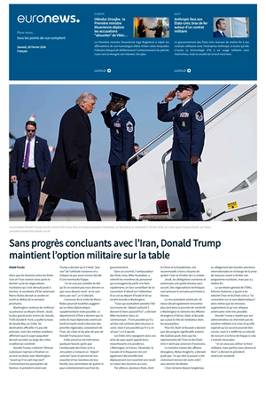 Prima pagina EuroNews (French) di oggi - Quotidiano estero