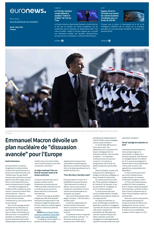 Prima pagina EuroNews (French) di oggi - Quotidiano estero