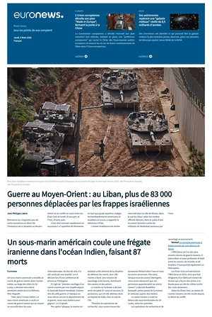 Prima pagina EuroNews (French) di oggi - Quotidiano estero