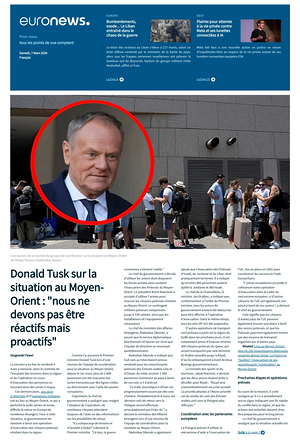 Prima pagina EuroNews (French) di oggi - Quotidiano estero