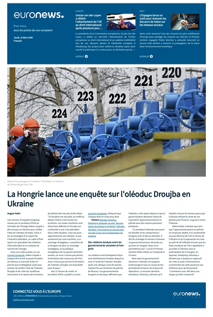 Prima pagina EuroNews (French) di oggi - Quotidiano estero