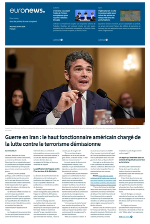 Prima pagina EuroNews (French) di oggi - Quotidiano estero