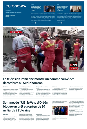 Prima pagina EuroNews (French) di oggi - Quotidiano estero