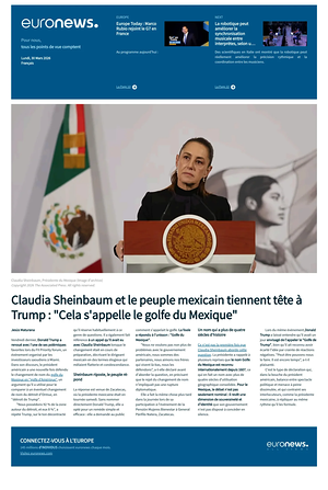 Prima pagina EuroNews (French) di oggi - Quotidiano estero