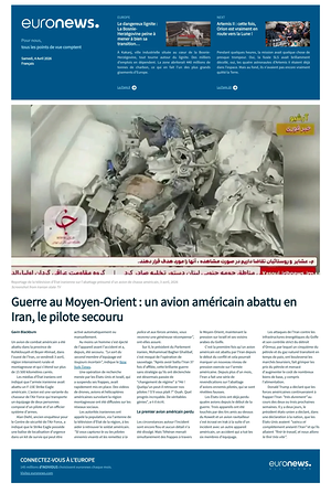Prima pagina EuroNews (French) di oggi - Quotidiano estero