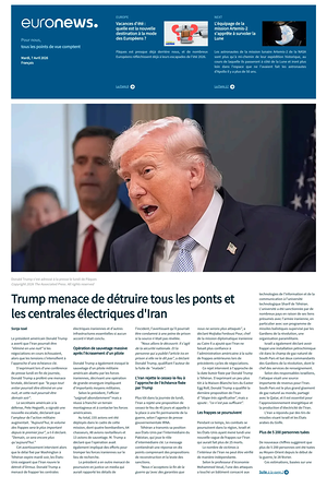 Prima pagina EuroNews (French) di oggi - Quotidiano estero