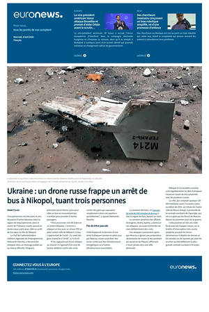 Prima pagina EuroNews (French) di oggi - Quotidiano estero